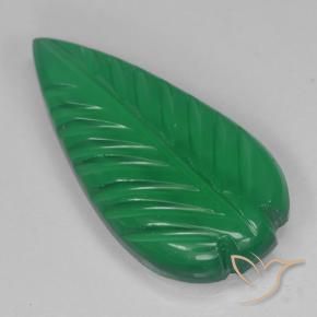 3.52 ct Green Agate Stone, Natural Agate in Fantasy Carved Leaf Shape for Sale