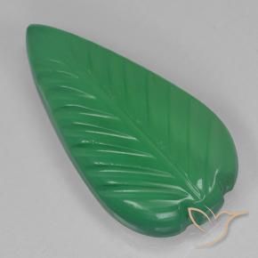 4.29 ct Green Agate Stone, Natural Agate in Fantasy Carved Leaf Shape for Sale