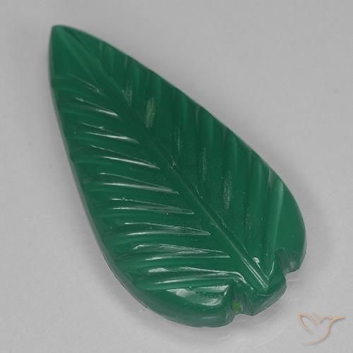 3.22 ct Green Agate Stone, Natural Agate in Carved Leaf Shape for Sale