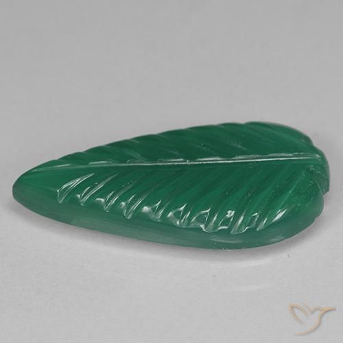 Agate Gemstone in 18.6 x 9.5 mm Size for Sale, Agate Stone in Medium Dark Green Color