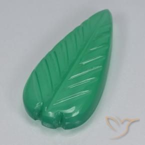 3.92 ct Green Agate Stone, Natural Agate in Fantasy Carved Leaf Shape for Sale