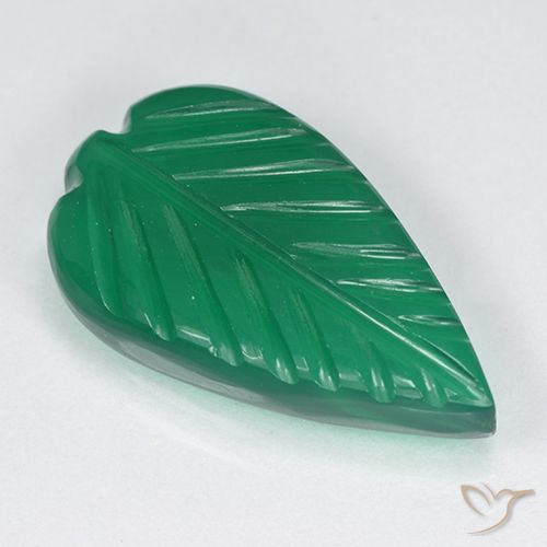 3.77 ct Green Agate, 16.6 x 9.5 mm Carved From India, Photo A