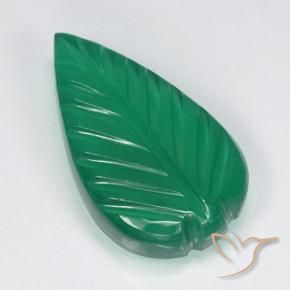 3.77 ct Green Agate Stone, Natural Agate in Fantasy Carved Leaf Shape for Sale