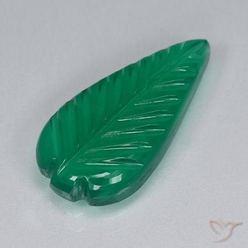3.51 ct Green Agate, 17.9 x 9.1 mm Carved From India, Photo A