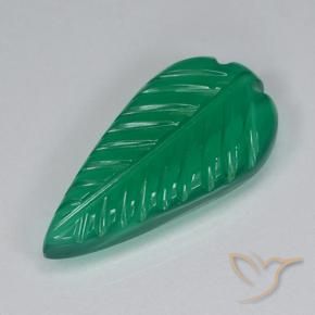 3.51 ct Green Agate Stone, Natural Agate in Carved Leaf Shape for Sale