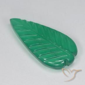 3.13 ct Green Agate Stone, Natural Agate in Fantasy Carved Leaf Shape for Sale