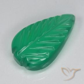 3.60 ct Green Agate Stone, Natural Agate in Fantasy Carved Leaf Shape for Sale