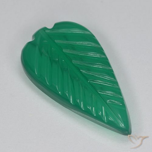 2.69 ct Green Agate, 16.9 x 9 mm Carved From India, Photo A