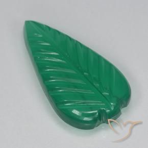 2.69 ct Green Agate Stone, Natural Agate in Fantasy Carved Leaf Shape for Sale