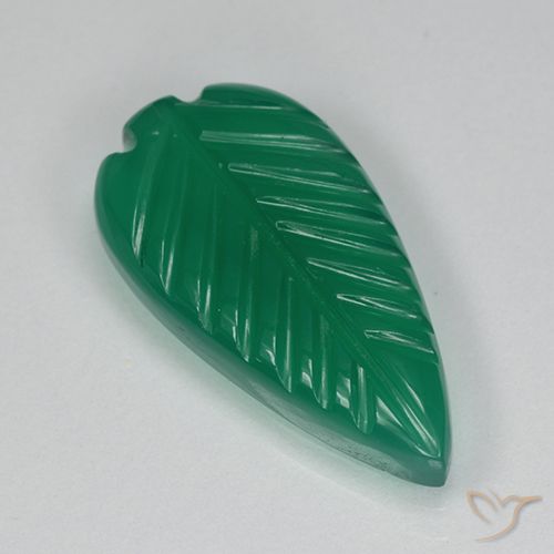 3.93 ct Green Agate, 17.7 x 9.1 mm Carved From India, Photo A
