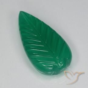 3.93 ct Green Agate Stone, Natural Agate in Fantasy Carved Leaf Shape for Sale