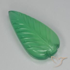 3.55 ct Green Agate Stone, Natural Agate in Fantasy Carved Leaf Shape for Sale