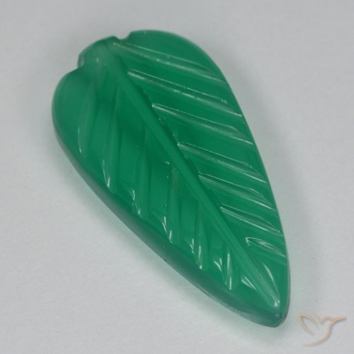 2.82 ct Green Agate, 17.6 x 8.6 mm Carved From India, Photo A