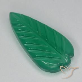 2.82 ct Green Agate Stone, Natural Agate in Fantasy Carved Leaf Shape for Sale