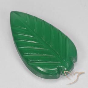 3.88 ct Green Agate Stone, Natural Agate in Fantasy Carved Leaf Shape for Sale