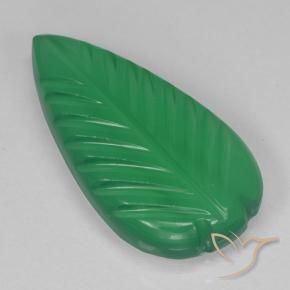 3.96 ct Green Agate Stone, Natural Agate in Fantasy Carved Leaf Shape for Sale