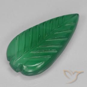 3.69 ct Green Agate Stone, Natural Agate in Fantasy Carved Leaf Shape for Sale