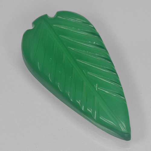 4.63 ct Green Agate Gemstone, Agate Gem in Fantasy Carved Leaf Shape for Sale.