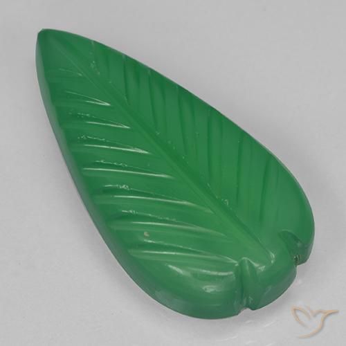 4.35 ct Green Agate Stone, Natural Agate in Carved Leaf Shape for Sale