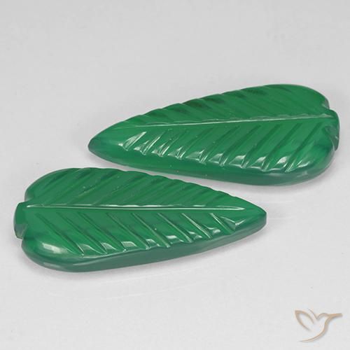Agate Gemstones in 19.9 x 9.2 mm Size for Sale, Agate Stones in Medium Green Color