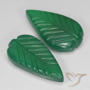 7.55 ctw Green Agate Stones, Natural Agate in Fantasy Carved Leaf Shape for Sale