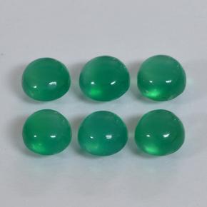 Warmes Grün Achat Edelstein - 0.3ct Rund Cabochon (ID: 503122)