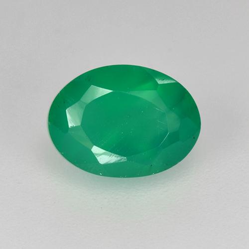 Warm Green Agate Gem - 1ct Oval Facet (ID: 517029)