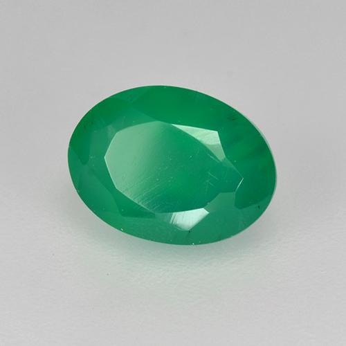 1.01 ct Green Agate Stone, Natural Agate in Oval Facet Shape for Sale