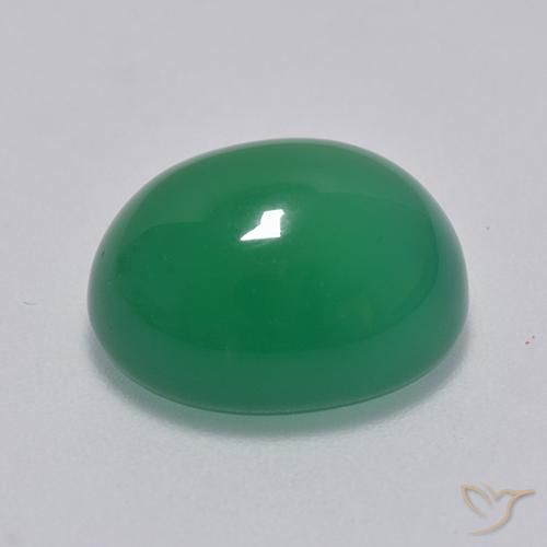 Agate Gemstone in 13.8 x 11.3 mm Size for Sale, Agate Stone in Medium Green Color