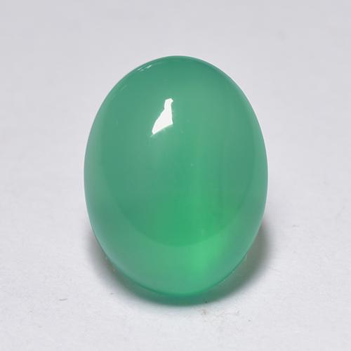 1.42 ct Green Agate Gemstone, Agate Gem in Oval Cabochon Shape for Sale.