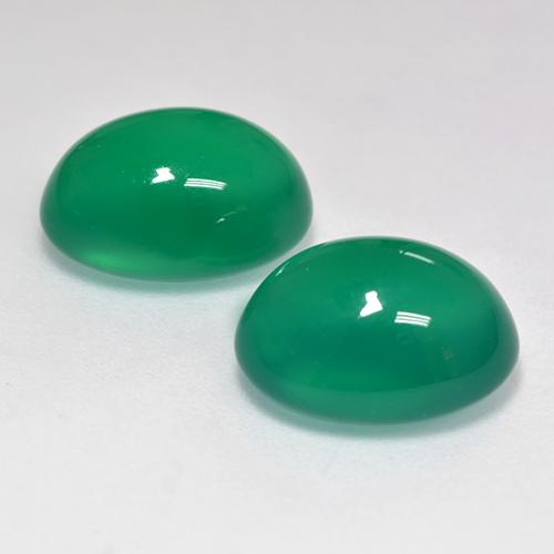Agate Gemstones in 10.9 x 7.9 mm Size for Sale, Agate Stones in Warm Green Color