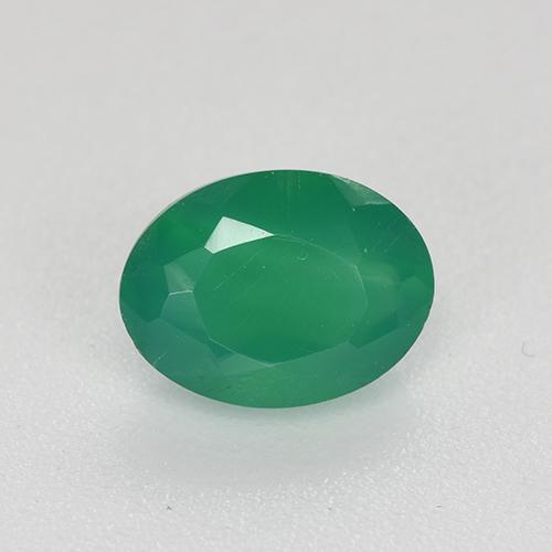 0.88 ct Green Agate Stone, Natural Agate in Oval Facet Shape for Sale