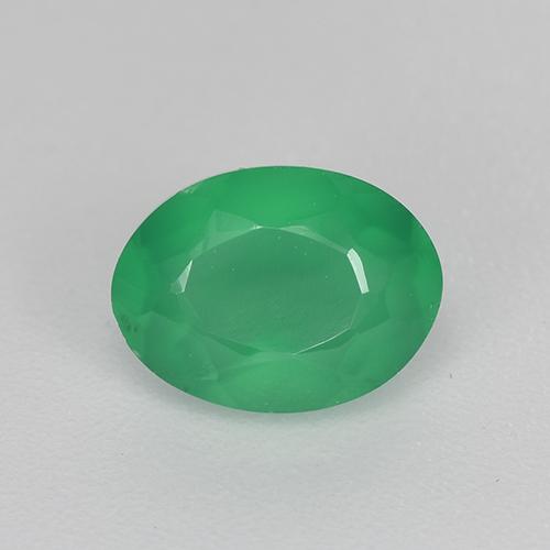 Shamrock Green Agate Gem - 1.1ct Oval Facet (ID: 518897)