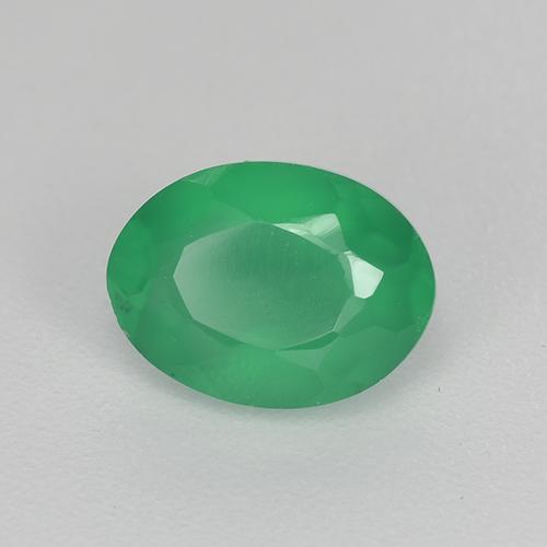 1.08 ct Green Agate Stone, Natural Agate in Oval Facet Shape for Sale