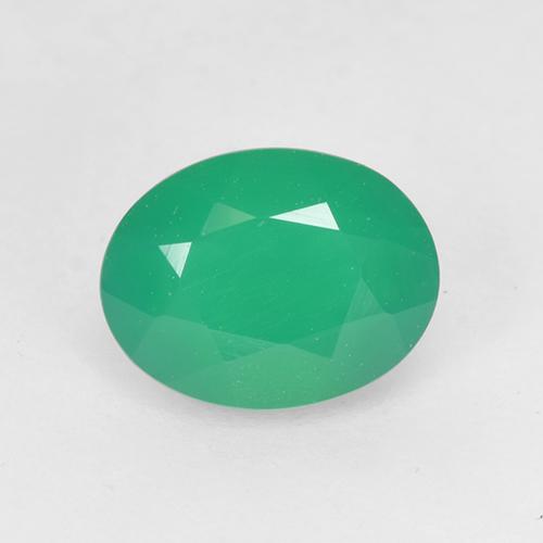 Jade Green Agate Gem - 0.7ct Oval Facet (ID: 518899)