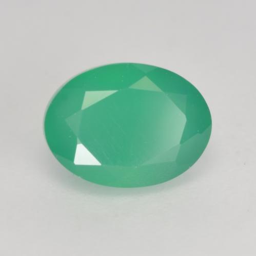 1.37 ct Green Agate Gemstone, Agate Gem in Oval Facet Shape for Sale.