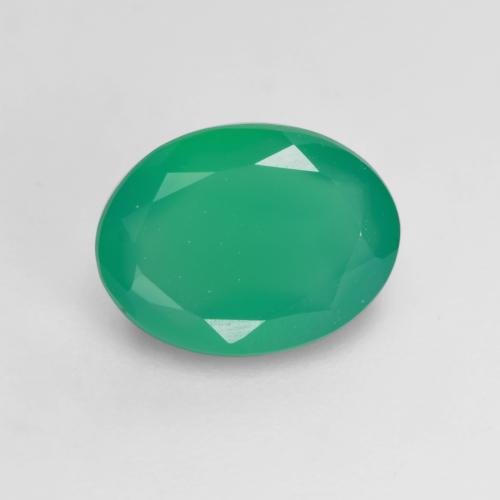 Травянисто-зелёный Агат Камень - 0.9ct Фасетный Овал (ID: 534795)