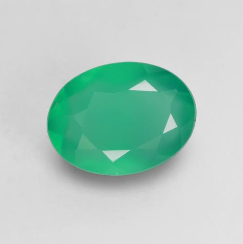Темно-зеленый Агат Камень - 1.1ct Фасетный Овал (ID: 534796)