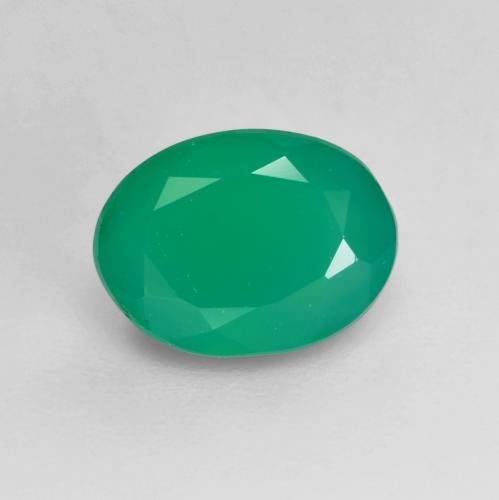 Травянисто-зелёный Агат Камень - 1ct Фасетный Овал (ID: 534798)