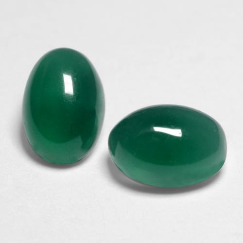 Forest Green Agate Gem - 0.6ct Oval Cabochon (ID: 547984)