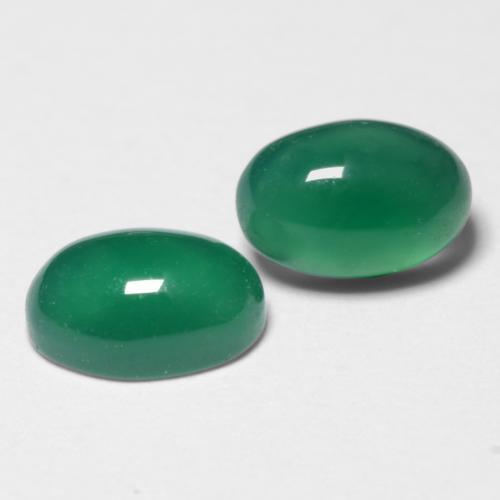 1.10 ctw Green Agate Stones, Natural Agate in Oval Cabochon Shape for Sale