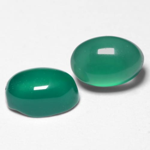1.36 ctw Green Agate Stones, Natural Agate in Oval Cabochon Shape for Sale
