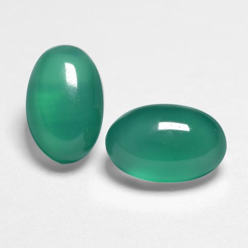 Medium Green Agate Gem - 0.6ct Oval Cabochon (ID: 547988)