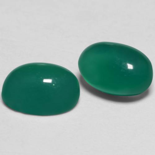 Medium Green Agate Gem - 0.6ct Oval Cabochon (ID: 547991)