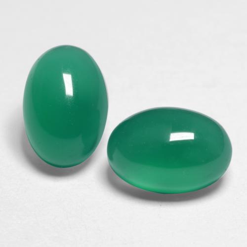 Medium Dark Green Agate Gem - 0.7ct Oval Cabochon (ID: 547992)