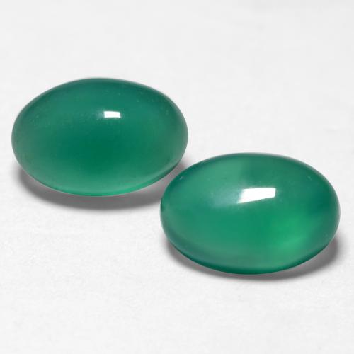 Cool Green Agate Gem - 0.6ct Oval Cabochon (ID: 548140)
