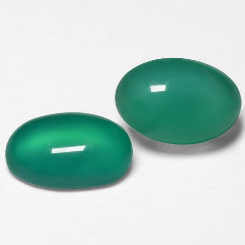 1.09 ctw Green Agate Stones, Natural Agate in Oval Cabochon Shape for Sale