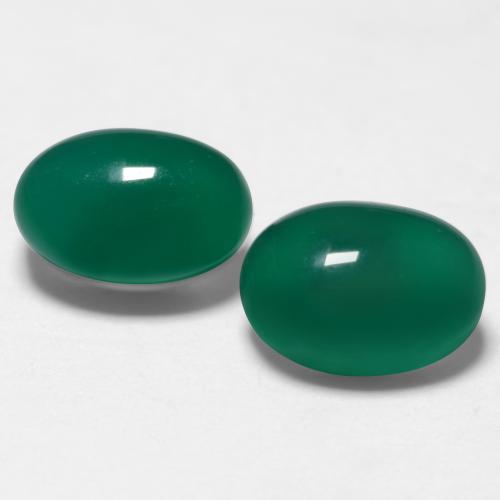 Medium Deep Green Agate Gem - 0.8ct Oval Cabochon (ID: 548142)