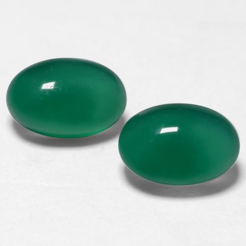 Medium Deep Green Achat Edelstein - 0.6ct Oval Cabochon (ID: 548145)