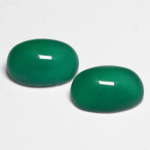 Agate Gemstones in 6.1 x 4.2 mm Size for Sale, Agate Stones in Medium Deep Green Color